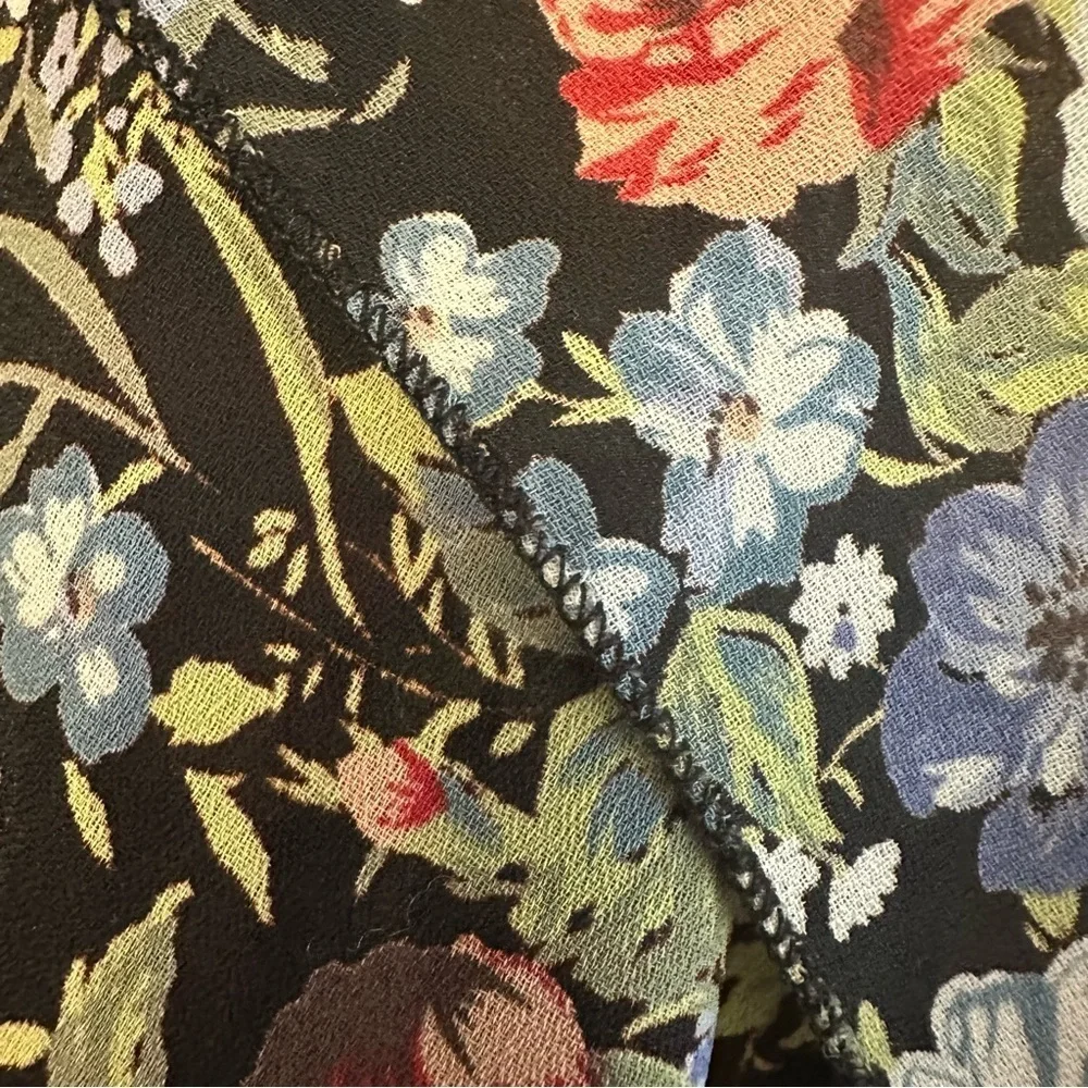 Net 30 Women’s Black Multicolor Lightweight Floral 100% Polyester Scarf GUC